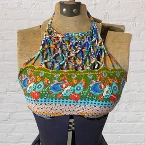 Hobie Multicolor Basketweave Halter Bikini Top